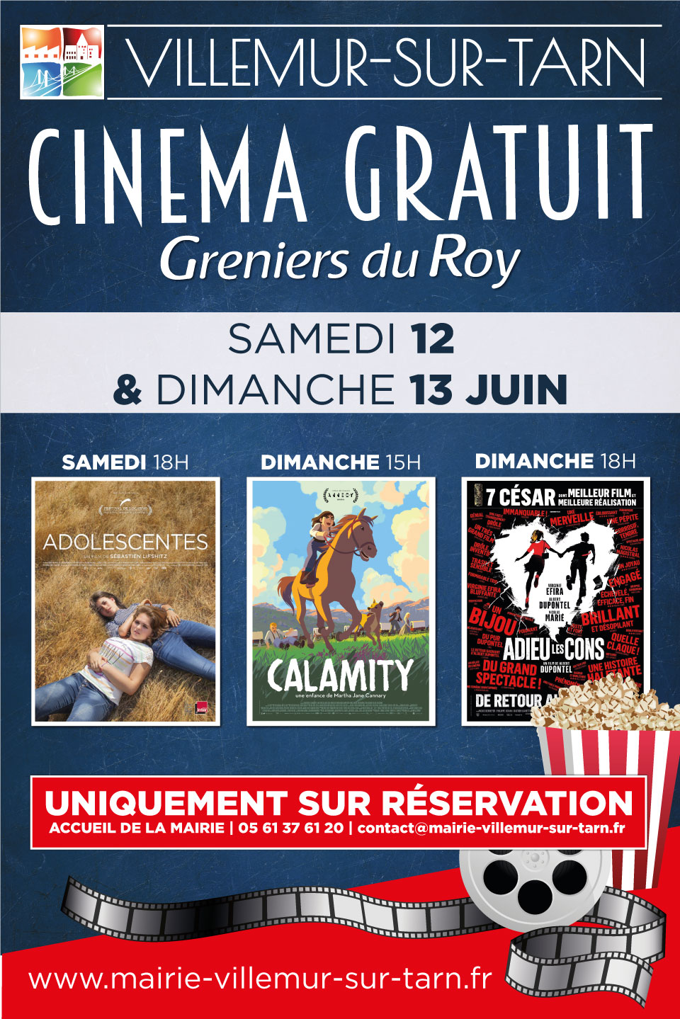 Cinéma gratuit : prochaines séances les 12 et 13 juin – SUR RESERVATION