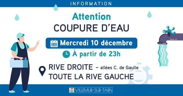 Coupure d’eau dans la nuit du 10 décembre