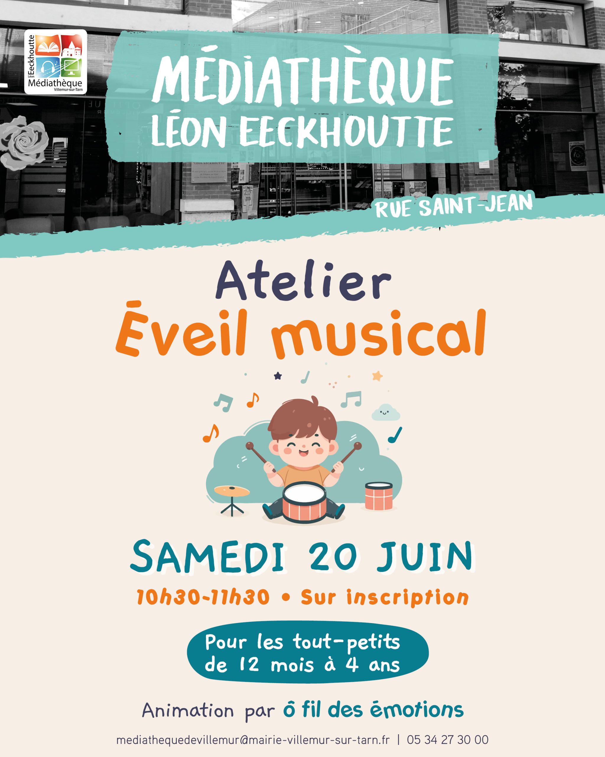 Atelier d'éveil musical bébé pour la fête de la musique médiathèque
