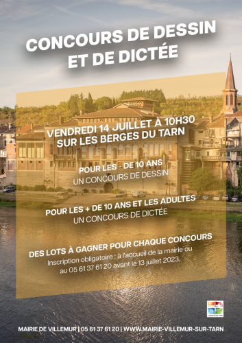 Concours de dessin et de dictée – Vendredi 14 juillet à 10h30 sur les berges du Tarn