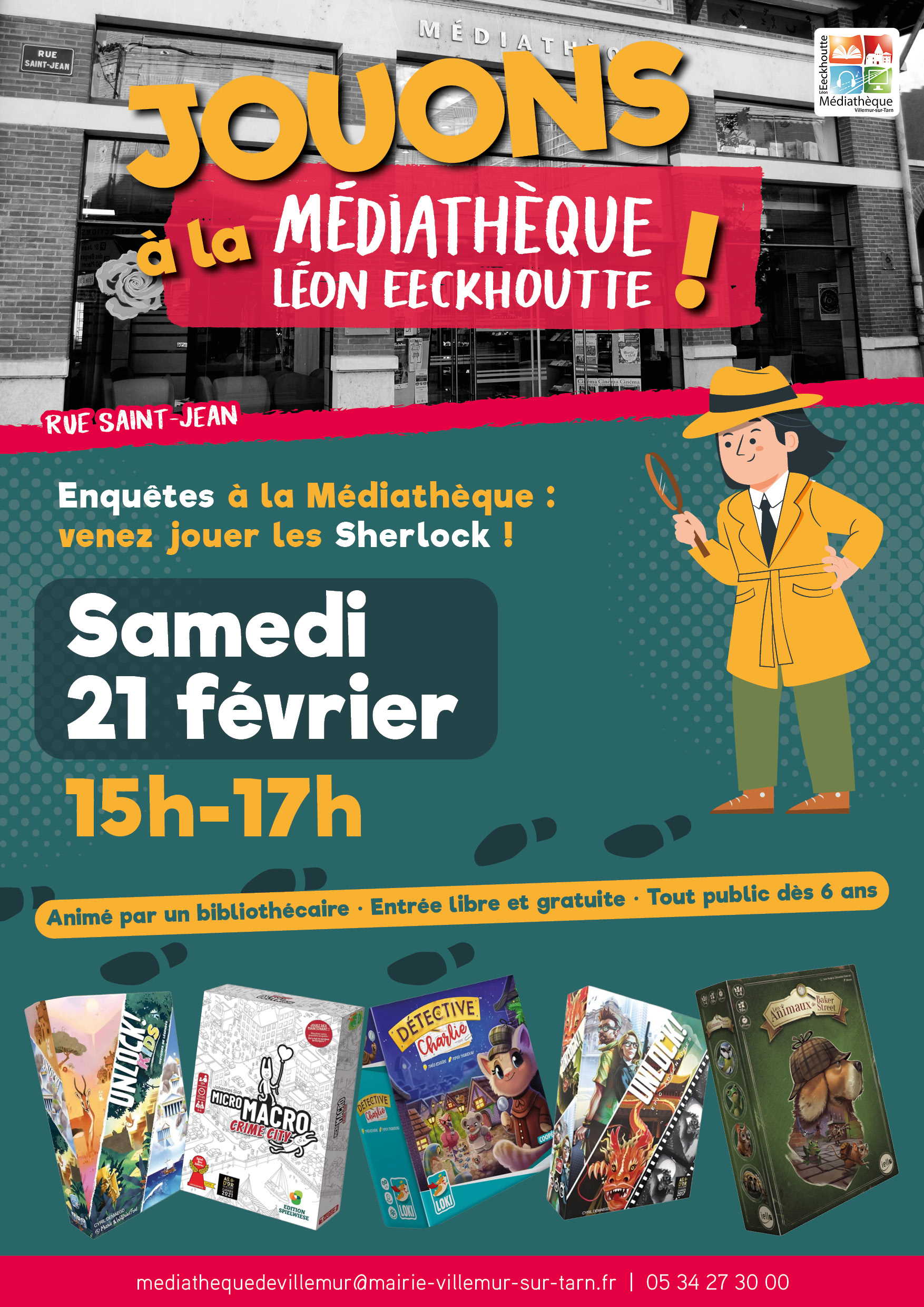 Jouons à la médiathèque - après-midi jeux de société enquêtes 21/02/2026