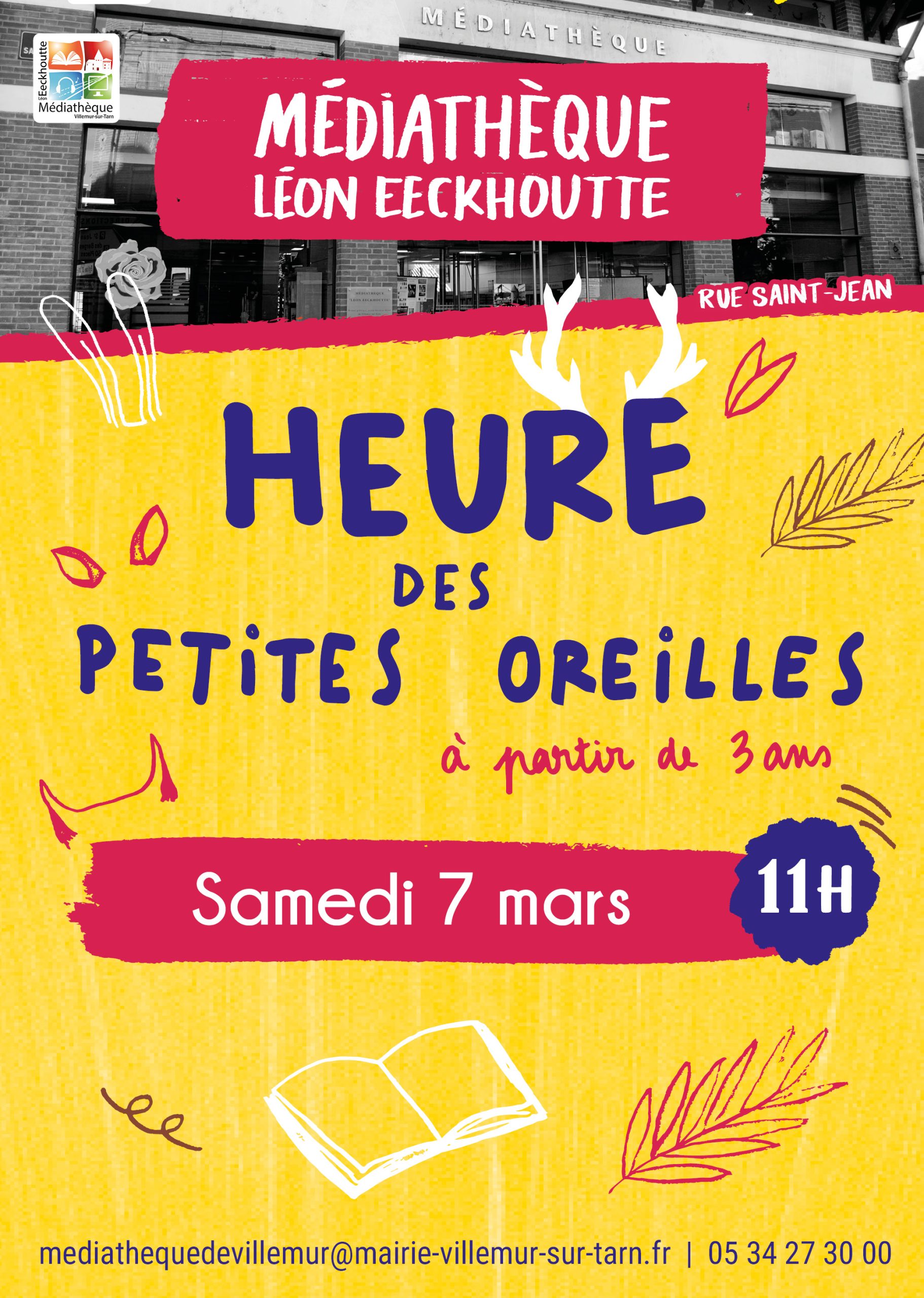Samedi 7 mars l'heure des petites oreilles médiathèque de villemur sur tarn
