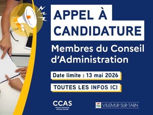 Appel à candidature : Membres du conseil d'administration du centre communal d'action sociale de Villemur-sur-Tarn 2026