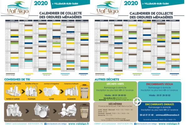 Calendrier de collecte des déchets 2020
