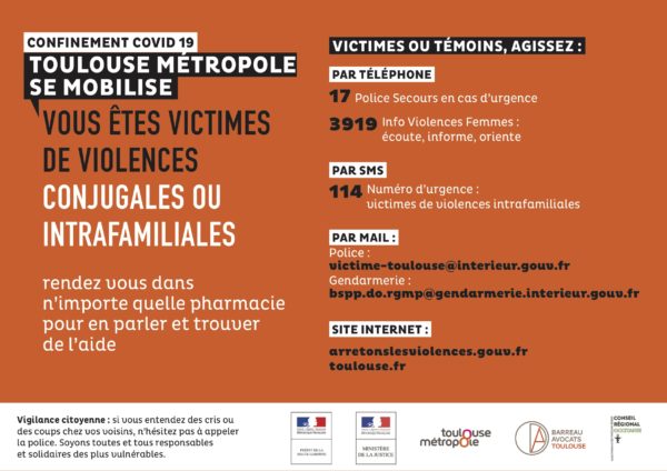 COVID 19 – Aidons les femmes victimes de violences conjugales ou intra-familiales en période de confinement !