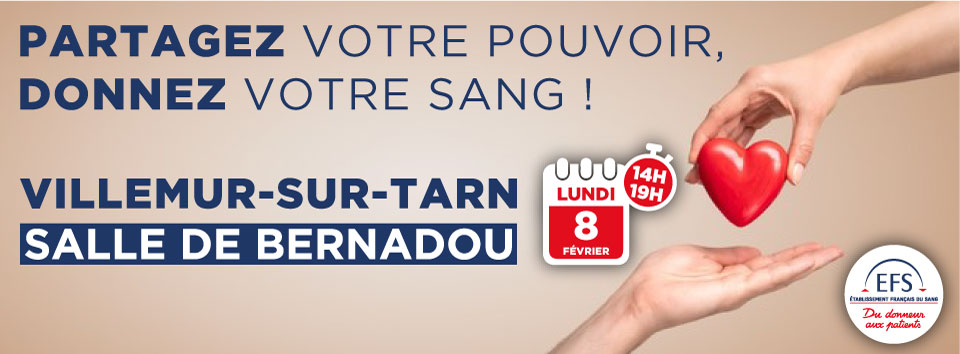 Don de sang lundi 8 février I Salle Bernadou