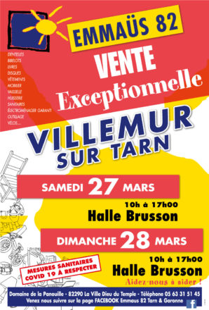 EMMAÜS : vente exceptionnelle les 27 et 28 mars à la halle Brusson