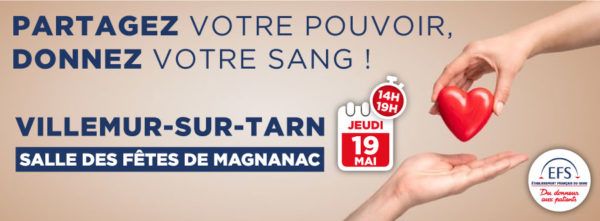 DON DE SANG I jeudi 19 mai 2022 I Salle des fêtes de Magnanac