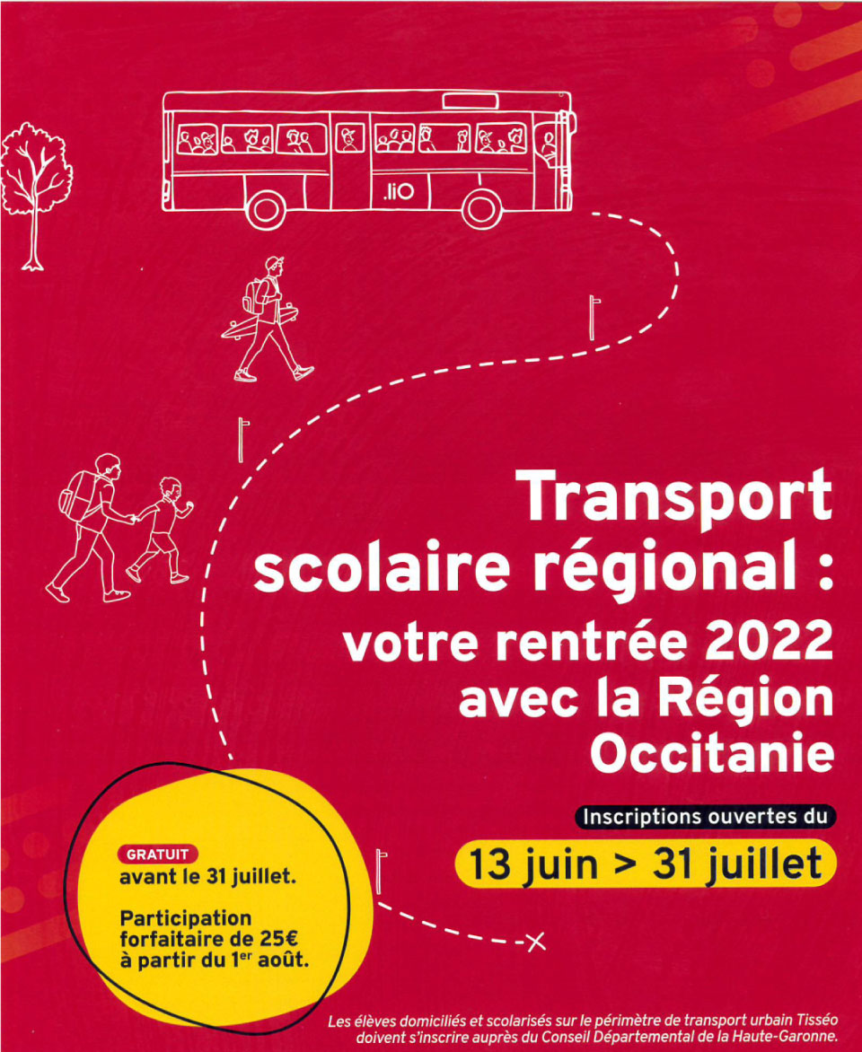 INSCRIPTION TRANSPORT SCOLAIRE 2022-2023